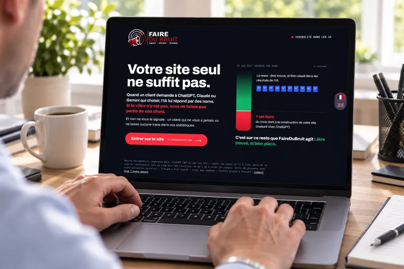 Un computer aperto sul sito FaireDuBruit.